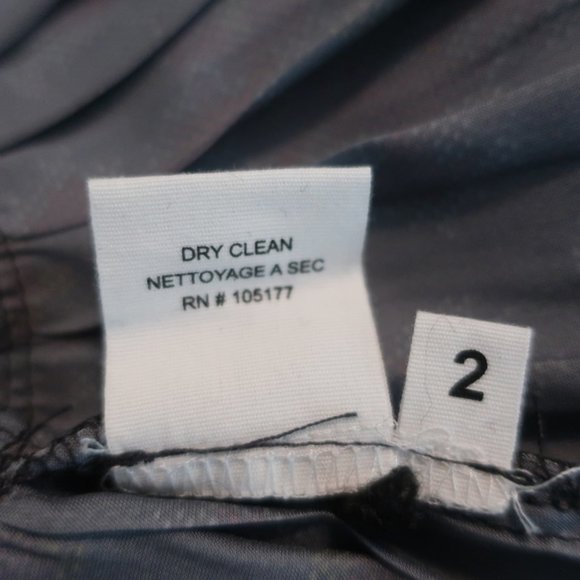 ULLA JOHNSON MINI DRESS PIERA CHARCOAL PRINTED PLEATED SATIN SIZE 2 LONG SLEEVE - Picture 8 of 8